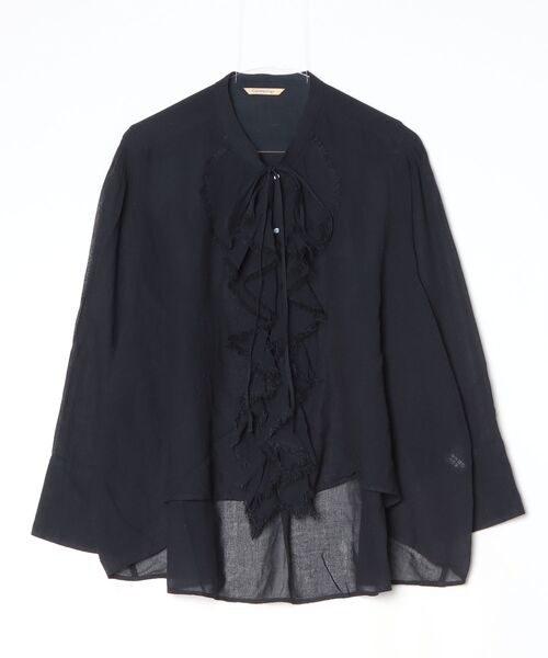 Curensology ネイビー フリルチュニック 長袖 Curensology（カレンソロジー） フリル長袖ブラウス FREE ネイビー