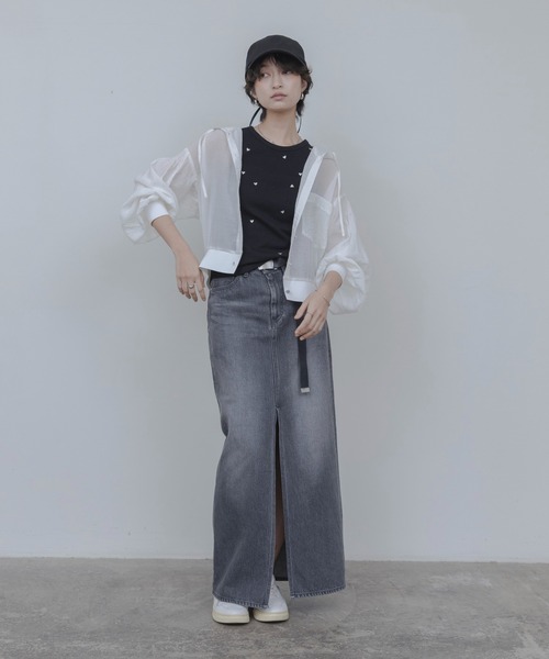 Law（エイミーロウ） Eimee グレー ブルゾン フラワーエンブロ アウター ブルゾン Law 新品　Eimee ブルゾン シアー フーディー アウター ジャケット・アウター
