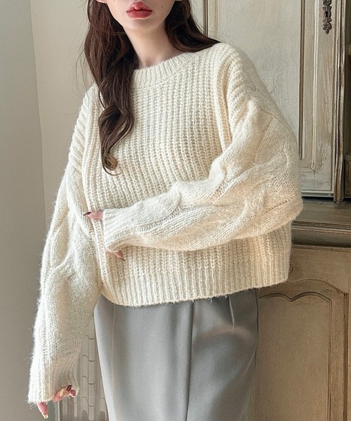「Meiru」 ニットカーディガン LARGE モカ レディース_画像7