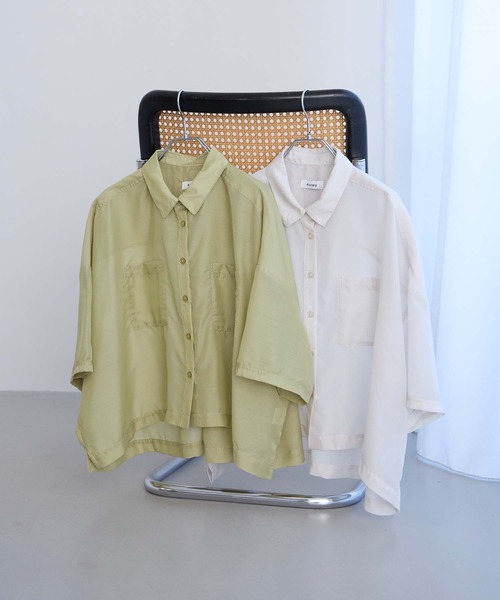 Aunely ブラウス シャツ 夏 半袖 「Aunely」ひんやり ダブルポケット