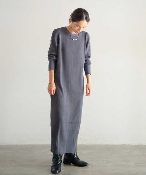 「NOMBRE IMPAIR」 長袖ワンピース FREE グレー レディース_画像8
