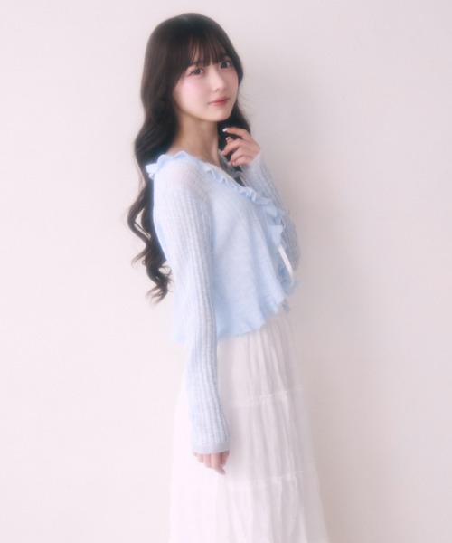 極美品♡TOCCA トッカ ロングカーディガン フリル Aライン ホワイト TITTY＆CO.（ティティーアンドコー） カーディガン フリルショート