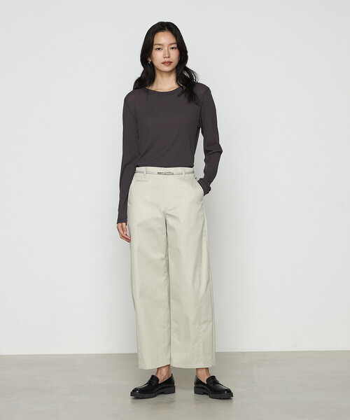 「COMME CA」 チノパンツ 9号 ライトグレー レディース_画像4