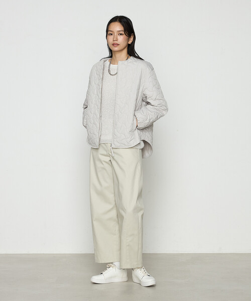 「COMME CA」 チノパンツ 9号 ライトグレー レディース_画像6