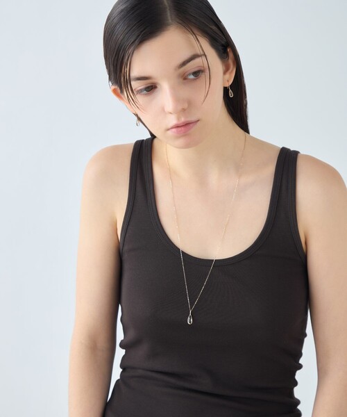 ネックレス 「デュー」 K18RBG オリーブクォーツ ロングネックレス レディースの画像