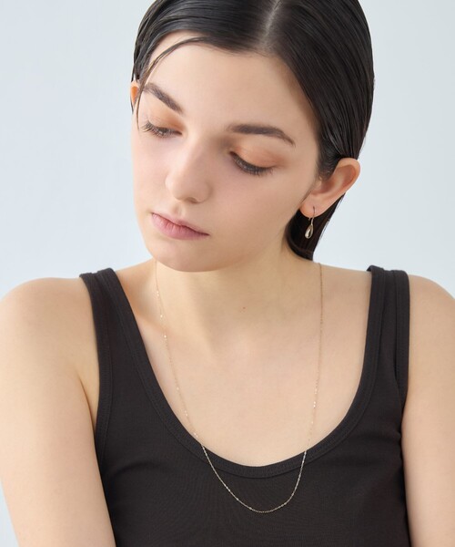 ネックレス 「デュー」 K18RBG オリーブクォーツ ロングネックレス レディースの画像