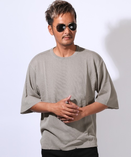 FEELS. サマーニット 長袖 クルーネック LUXSTYLE（ラグスタイル） サマーニット セーター ニット 接触冷感5分