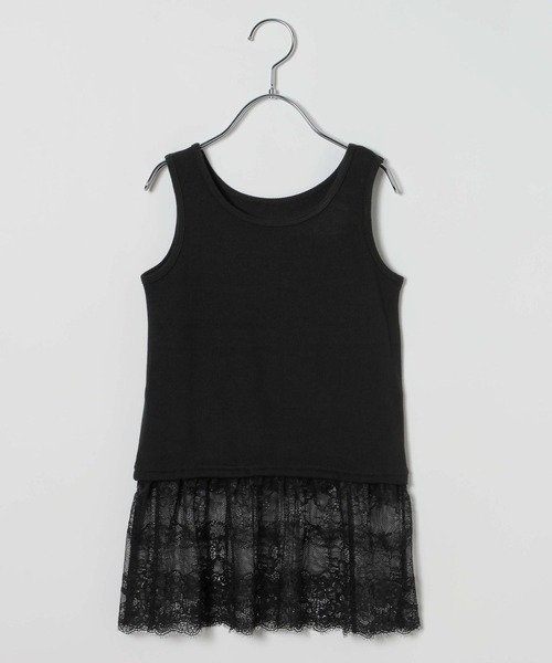 Inner Child ブラックレースタンクトップ GLOBAL WORK（グローバルワーク） タンクトップ 肌着 カップ付き裾