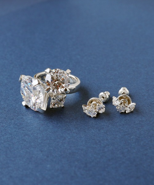 e.m.（イーエム） ピアス SILVER925ジルコニア3粒ゆれピアス