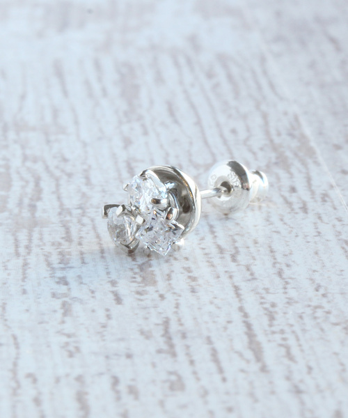 e.m.（イーエム） ピアス SILVER925ジルコニア3粒ゆれピアス