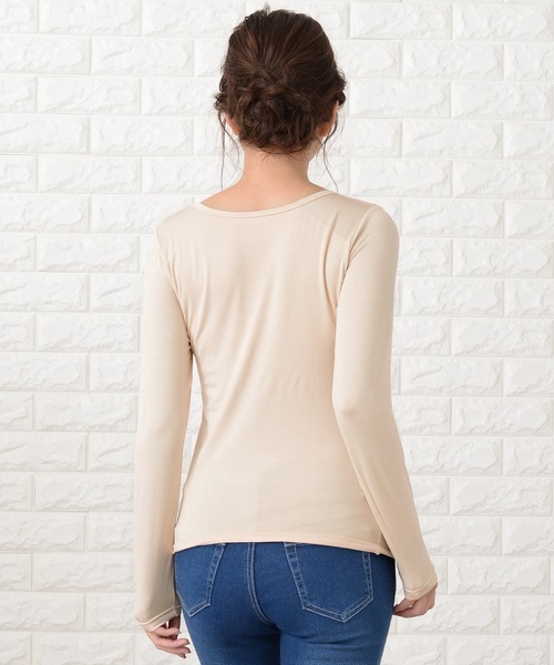 Lace Ladies tシャツ カップ付き長袖Tシャツトップスインナー