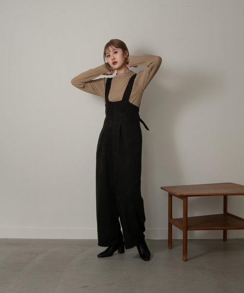 サロペット・オーバーオール・オールインワン amiur velvet tie back overall Amiur サロペット オーバーオール velvet tie back overall