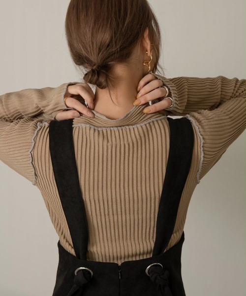 Amiur サロペット オーバーオール velvet tie back overall
