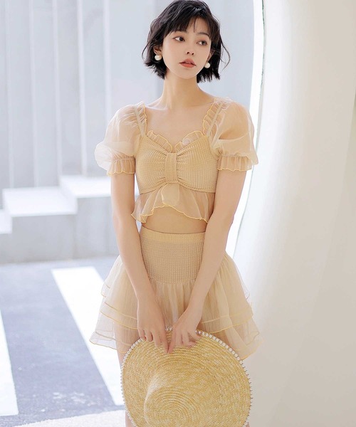 パフスリーブ　水着 SEA DRESS 水着 パフスリーブレースビキニ/水着 レディース