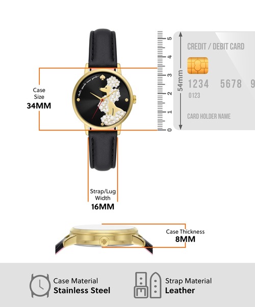 ケイト　スペードニューヨーク　新品時計 メトロ スリーハンド ブラック レザー ニューヨークシティ ウォッチ