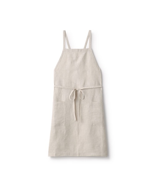 無印良品（MUJI） エプロン 麻平織 カフェエプロン フリーサイズ 生成