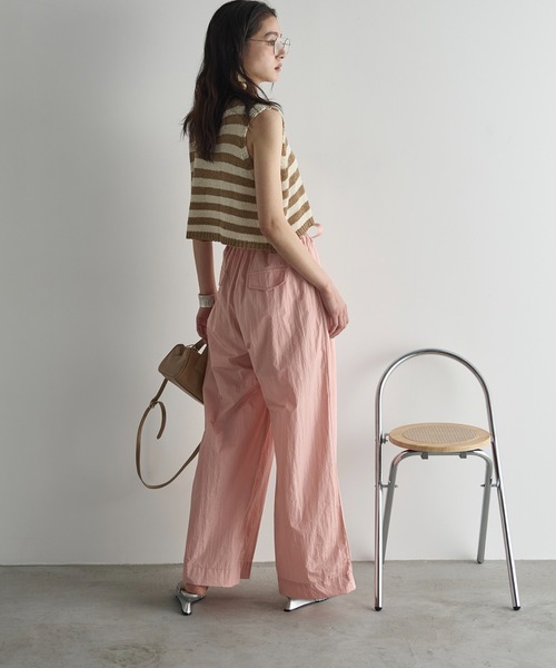 パンツ yon THE Yon パンツ シャイニーナイロンタックワイドパンツ