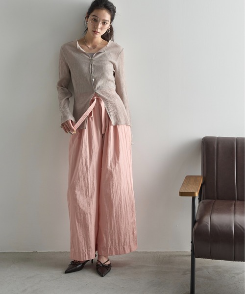パンツ yon THE Yon パンツ シャイニーナイロンタックワイドパンツ