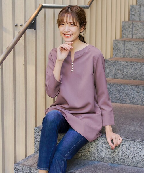 Tiaclasse ブラウス シャツ 「ダブルストレッチ・洗える」スキッパー