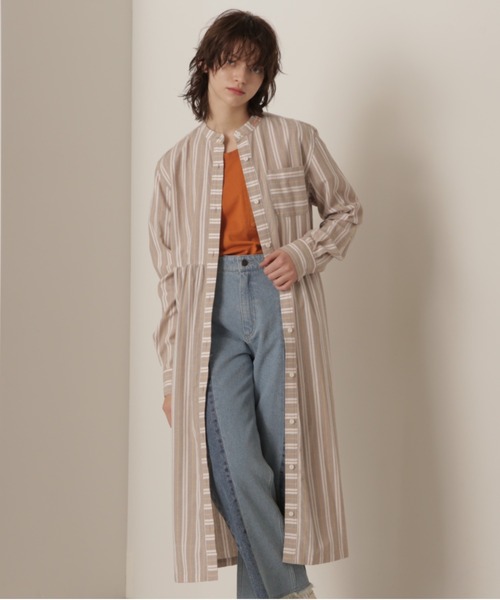 AVIREX（アヴィレックス） シャツワンピース STRIPE GATHER SHIRT