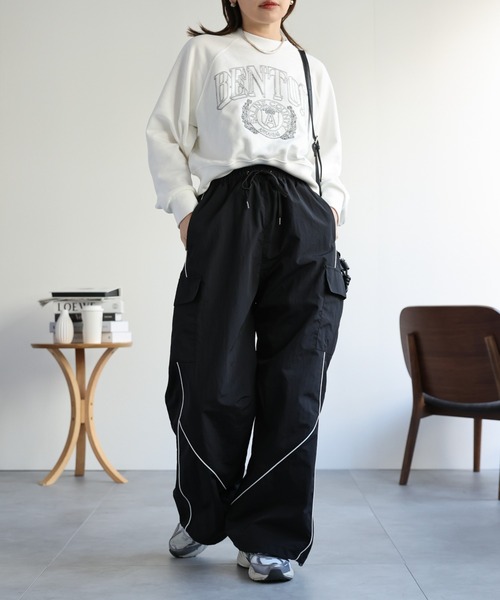 ap retro パンツ 配色パイピングトラックパンツ / ナイロン