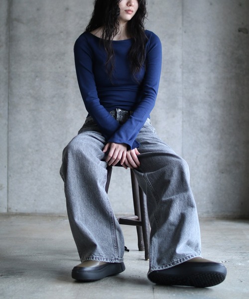 Gina Tricot tシャツ Soft boatneck top レディース : ZOZOTOWN Yahoo