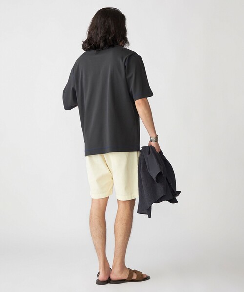 【24SS NEW】Off-White_men / ラベルパッチ メッシュ Tシャツ COMME CA ISM tシャツ 7分袖 カラーブロック パッチワークT