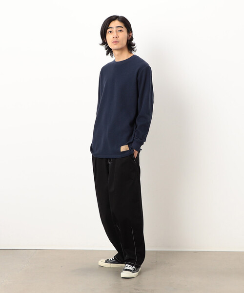 toshiページ Purple&Yellow パンツ コットンツイル配色ステッチワイド