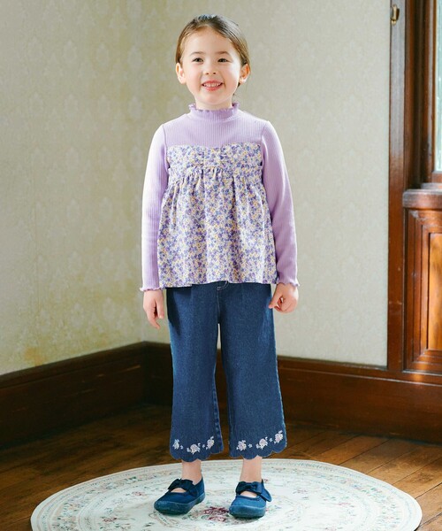 ANY（エニィ） パンツ スカラップ×刺繍デニムパンツ キッズ 子供服