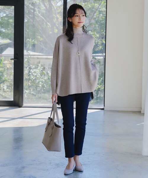 Tiaclasse ニット セーター リバーシブルWフェイスポンチョ風