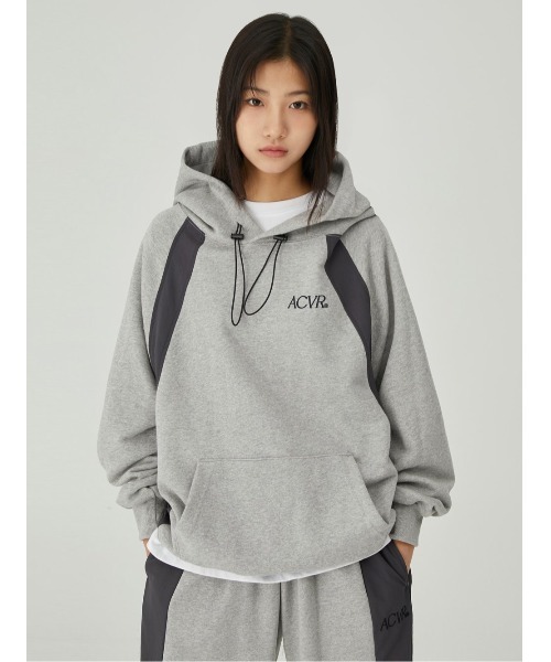 パーカー A'GEM/9 × .kom「ACOVER/オコボ」Side Line Raglan Hoodie/サイドライン ラグラン ジップパーカー