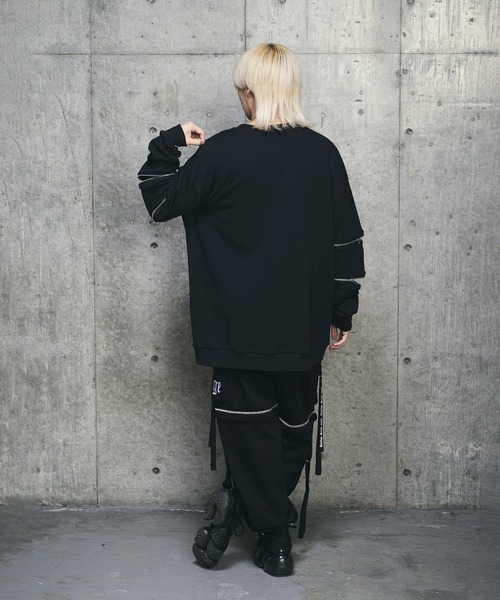 Amilige トレーナー スウェット Bandage Bear袖ZIPスウェット