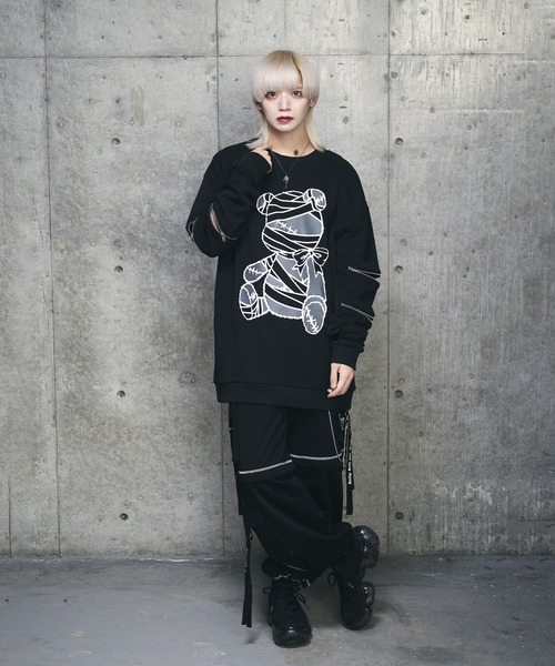 Amilige（アミリージュ） トレーナー スウェット Bandage Bear袖ZIP 