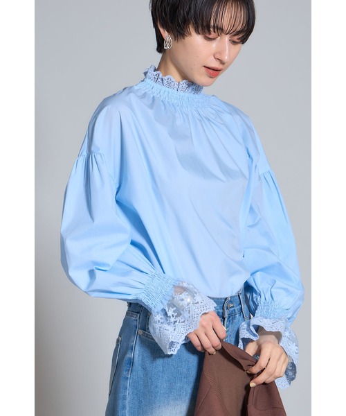 &. NOSTALGIA ブラウス シャツ レースプチハイネックブラウス