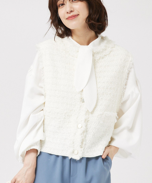 ベスト ジレ ツィードニットベスト/春服 レディース