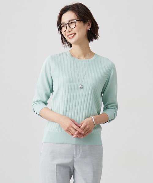 ニット セーター 「洗える」Cotton Acetate ストライプ ニット プルオーバー レディース ニット セーター 「洗える」Cotton Acetate ストライプ プル