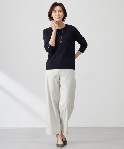 ニット セーター 「洗える」Cotton Acetate ストライプ ニット プルオーバー レディース ニット セーター 「洗える」Cotton Acetate ストライプ プル
