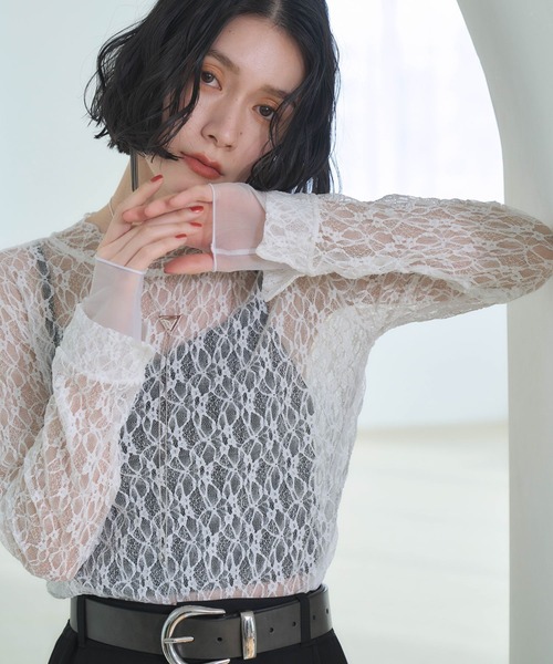 HARE tシャツ シアーレースタイトトップス(HARE) レディース
