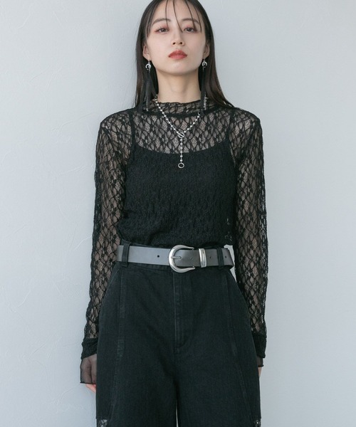 HARE tシャツ シアーレースタイトトップス(HARE) レディース