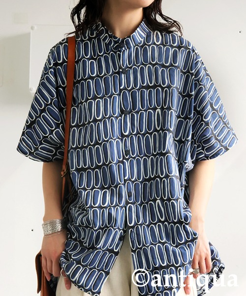 ブラウス シャツ レトロ柄シャツ レディース メンズ