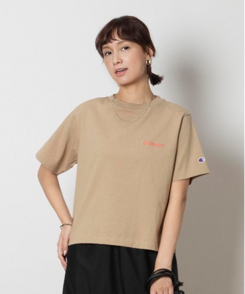 Champion tシャツ 「Champion」ショート丈ロゴTシャツ