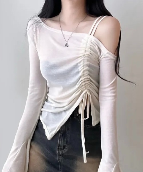 LADY LIKE tシャツ 「春夏新作」シャーリングワンショルダー