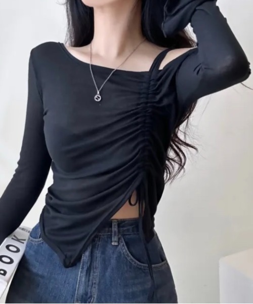 LADY LIKE tシャツ 「春夏新作」シャーリングワンショルダー