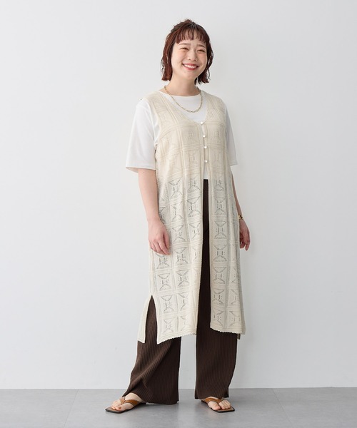 anyfee ワンピース 「anyfee/プラスサイズ」2wayクロシェレース編み