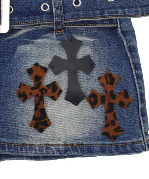 dispark デニムスカート DISPARK/ローライズクロスパッチデニムミニ