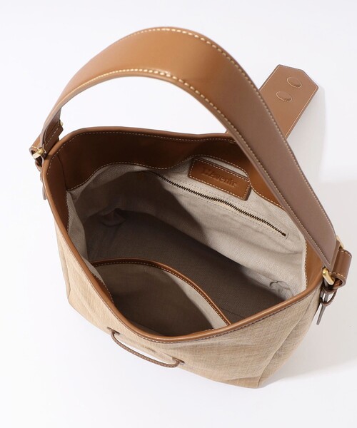 美品　L'Avenir✴︎ショルダーバッグ ブラウン L'Avenir ショルダーバッグ レザーコンビ 2wayシティサック