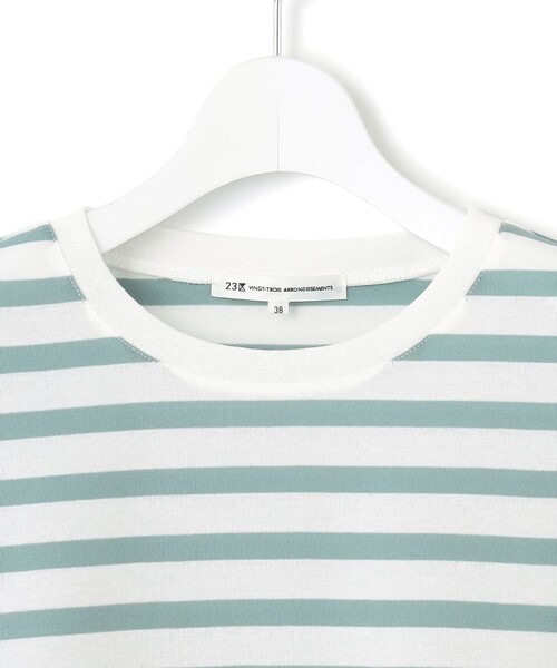 tシャツ 「洗える」シアーフライスボーダー Tシャツ レディース 23区 tシャツ 「洗える」シアーフライスボーダー Tシャツ