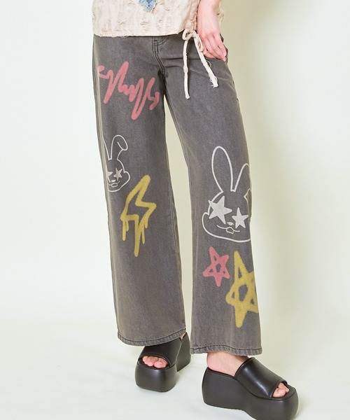 ワイドパンツ ジーンズ デニム デニムパンツ 「ポップ×ゆるストリート