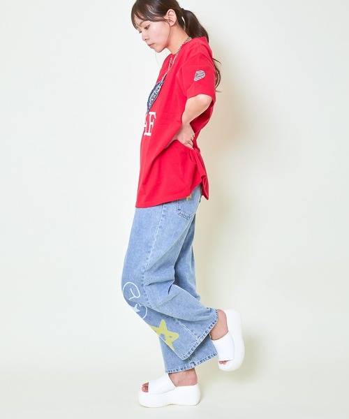 ワイドパンツ ジーンズ デニム デニムパンツ 「ポップ×ゆるストリート