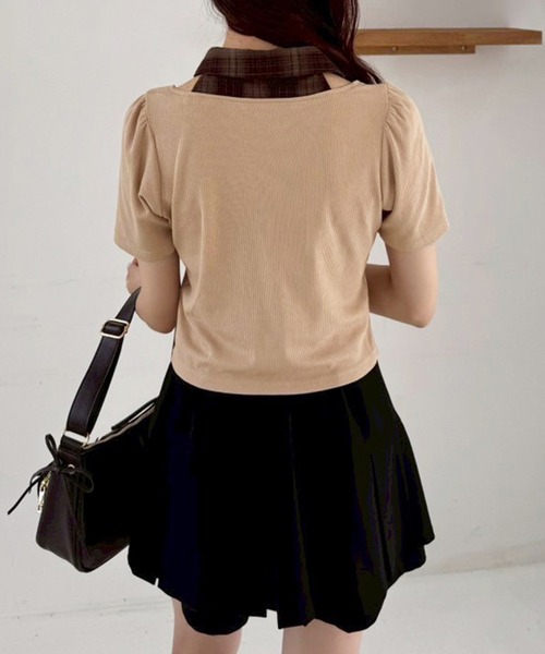 one after another NICE CLAUP tシャツ チェックレイヤード